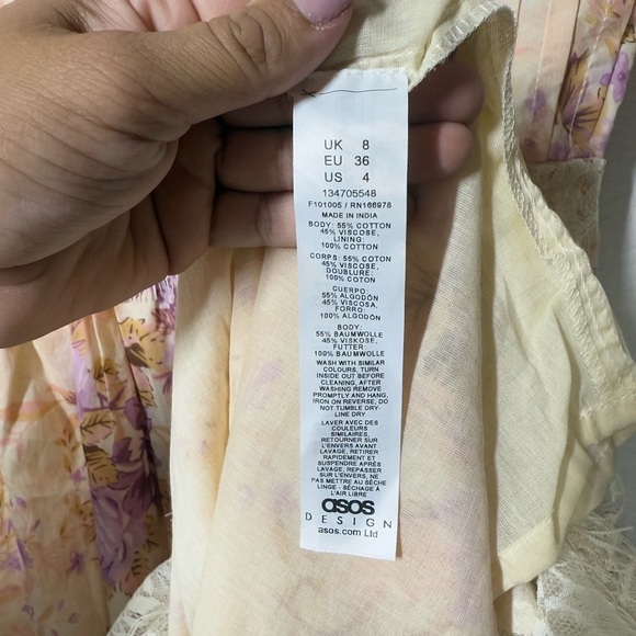 NWT ASOS Design Pintuck Slip Midi Dress With Lace Sz 4 - Picture 10 of 10